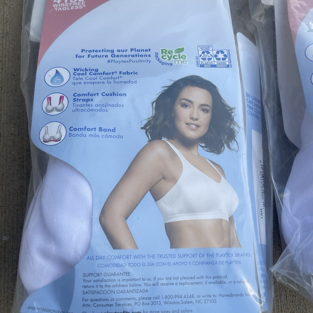 Playtex 18 Hour Active Breathable Comfort Wireless Bra Womens Size 40B White - Picture 5 of 7